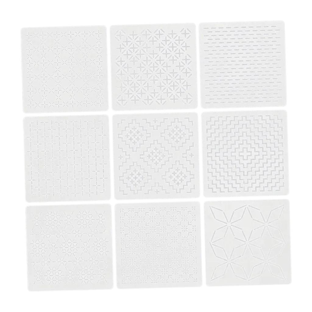 9-piece Stencil Embroidery Practice Set with Line Patterns