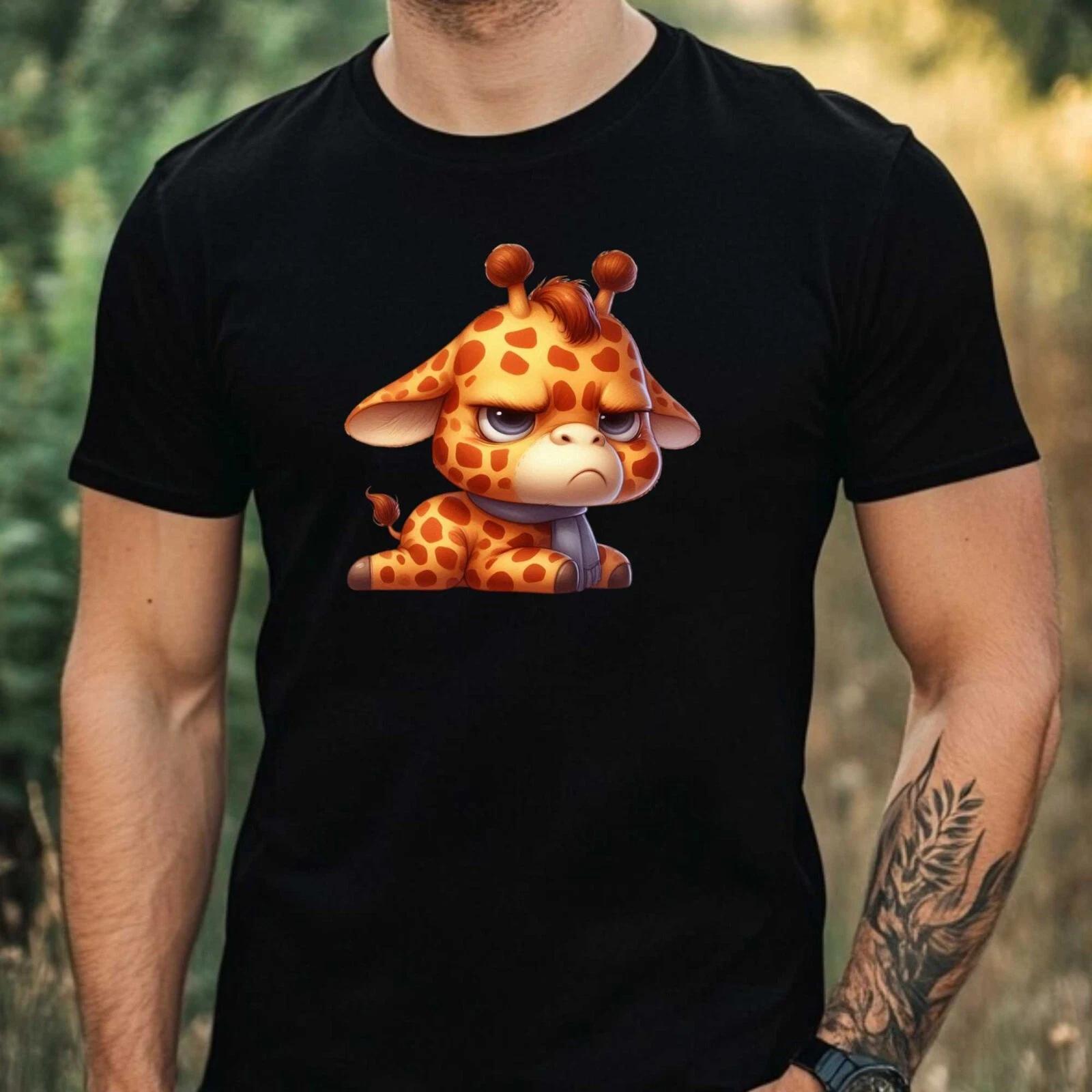 T-Shirt Herren Lustige Mürrische Giraffe Motiv Baumwolle Größe XS bis 5XL XXXL