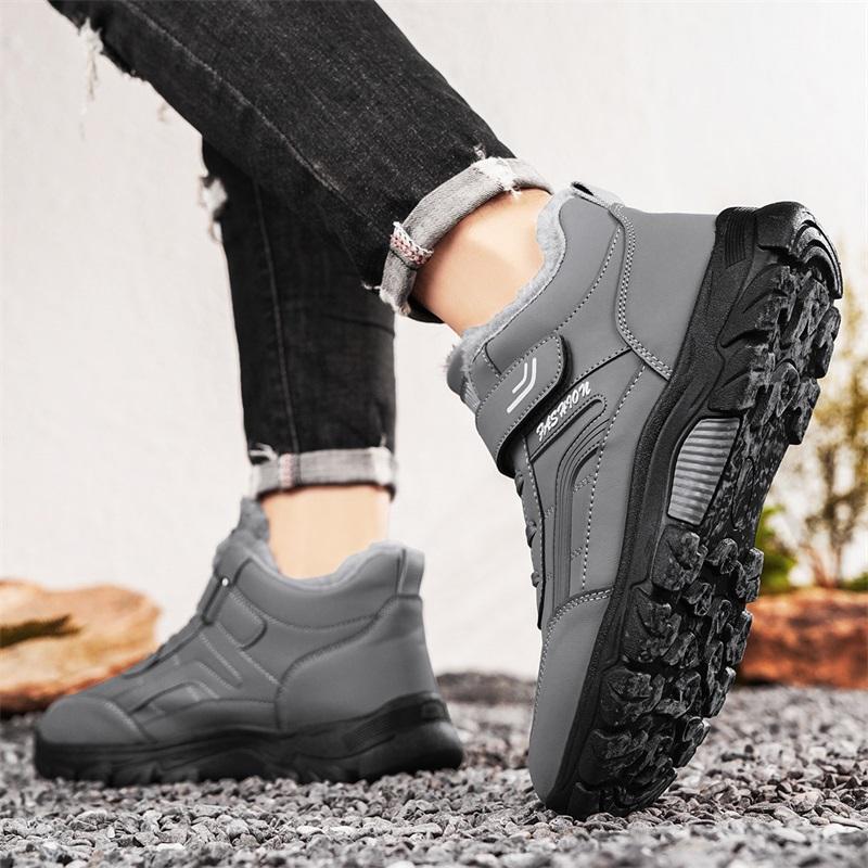 Men Waterproof Outdoor Boots Winter Warm Popular Footwear Male Suede Casual Snow Plush Warm Shoes Leather Walking Shoes Hunting