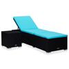 Day and Night - Day and Night Lounger with Cushion and Blue Synthetic Rattan Table