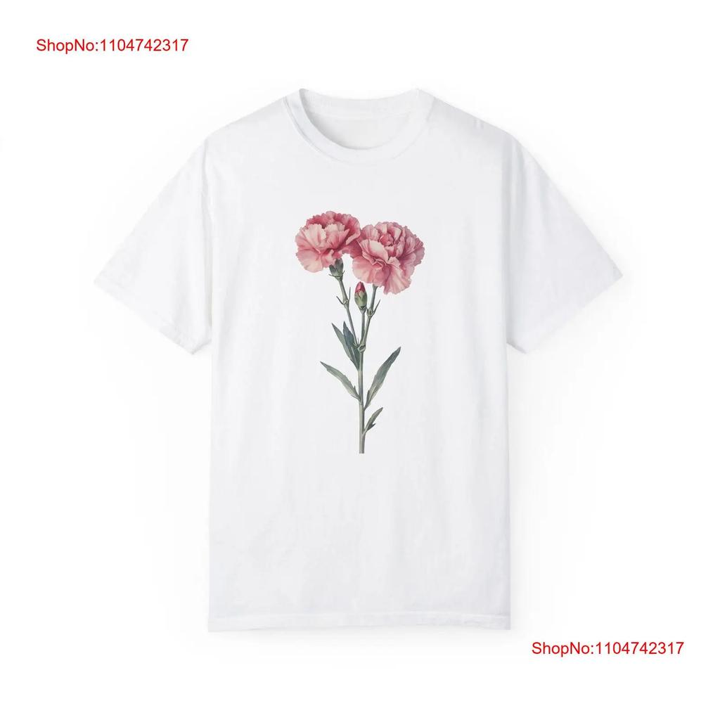 Carnation Flower T Shirt Vintage Botanical Floral Aesthetic Vintage Washed Designer Clothes Stretched Slightly Homme Graphic