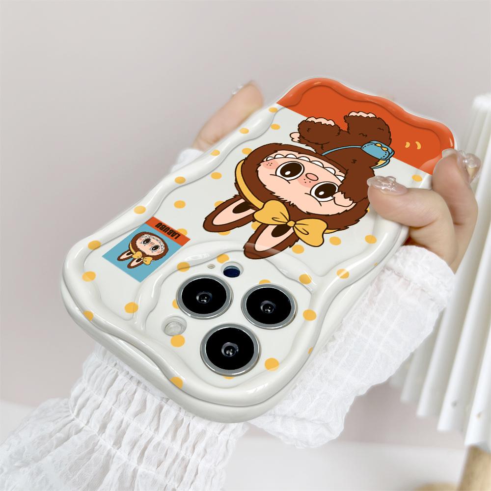 Cartoon Pattern Cream Texture Casing Wavy Edge Soft Silicone Cover Phone Case for IPhone Samsung Huawei Honor Xiaomi Redmi Infinix Tecno