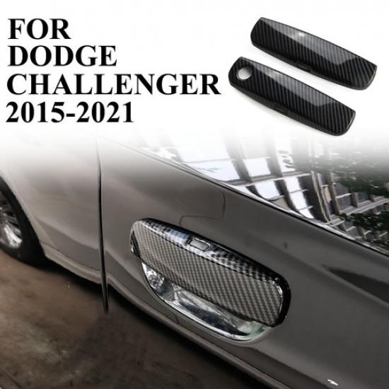 Carbon Fiber Style Door Handles Trim Cover Fit For Dodge Challenger 2015-