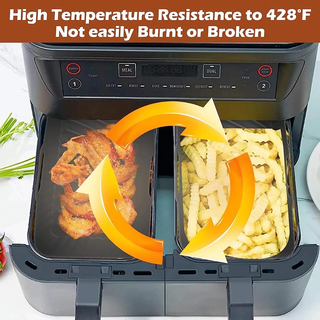 Food Grade Air Fryer Silicone Liners for Ninja Dual Air Fryer Non-Stick Air Fryer Basket Accessories for Ninja
