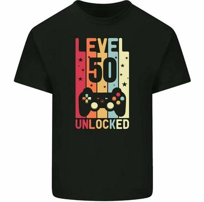 50. Geburtstag T-Shirt 1975 Herren Lustig LEVEL FREIGESCHALTET 50 Jahre Alt Gaming T-Shirt Tops Grafik T-Shirts Herren Kleidung Baumwollhemden