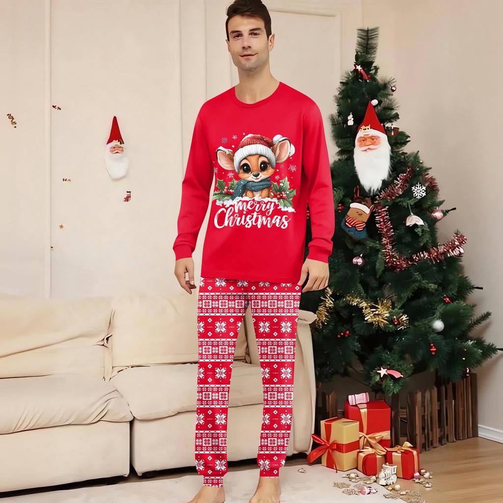 Family Matching Print Sets Pajamas Loungewear Outfits Family Matching Long Sleeve Tops+Pants Set