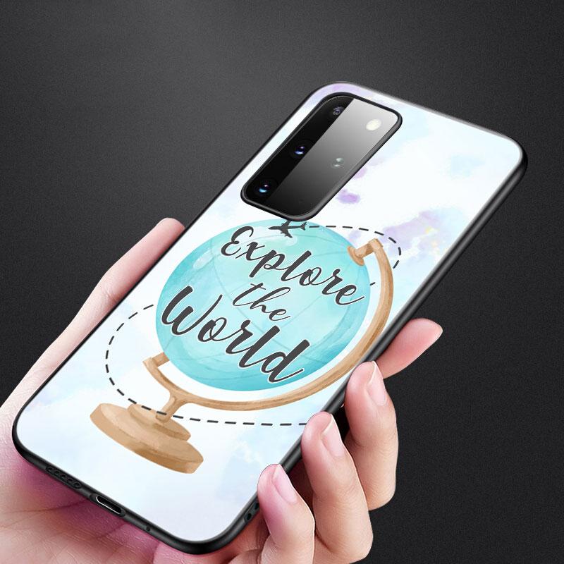 Lustige Reisekarte Handyhülle für Samsung Galaxy S20 S21 FE S10 Lite Note 20 10 Lite S8 S9 S10E S10 Plus Ultra Schwarz Weiche Hülle