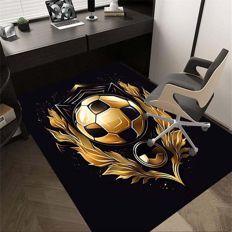 

1PC Soccer Ball Gold Extra Large Non-Slip Floor carpet, Office, family, bedroom, Studio - Large Area Rug Indoor Rugs, Vibrant Colors-A253 60cm by 90cm