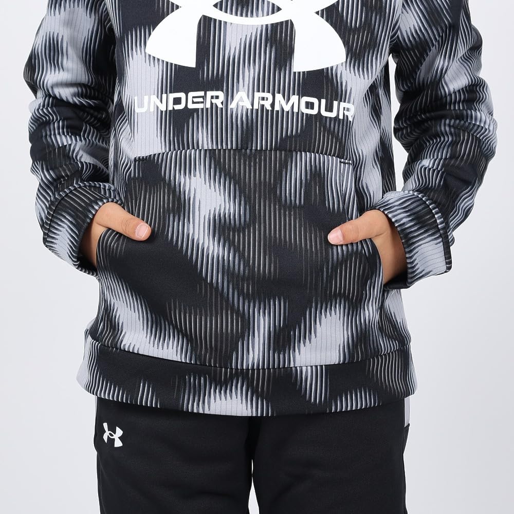 Under Armour UA ARMOUR FLEECE PRINTED BIG LOGO HOODIE Black White YLG