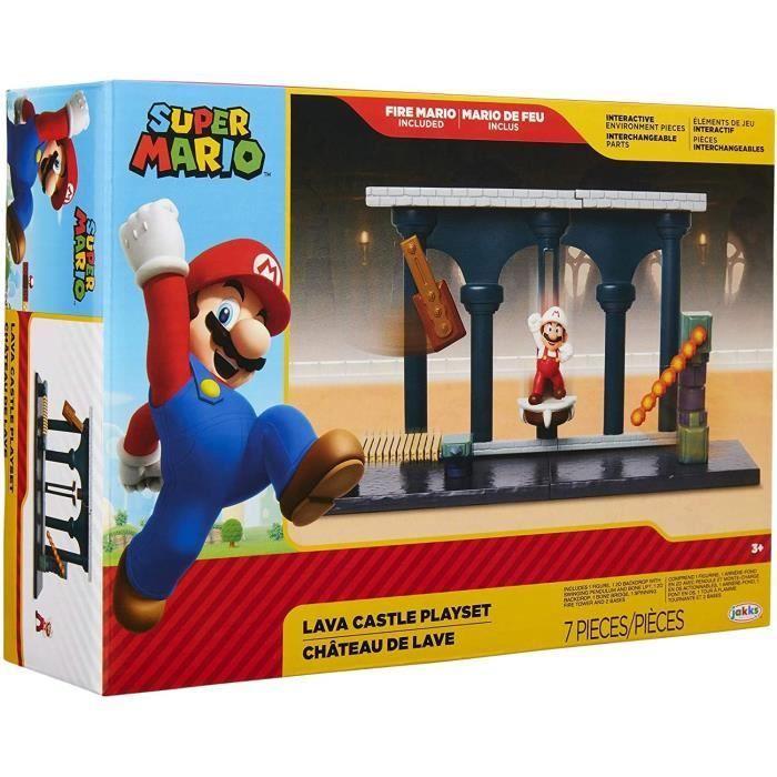 Playset - JAKKS PACIFIC - Château de lave Super Mario - Figurine 6 cm - Mécanisme boule de feu - Multicolore