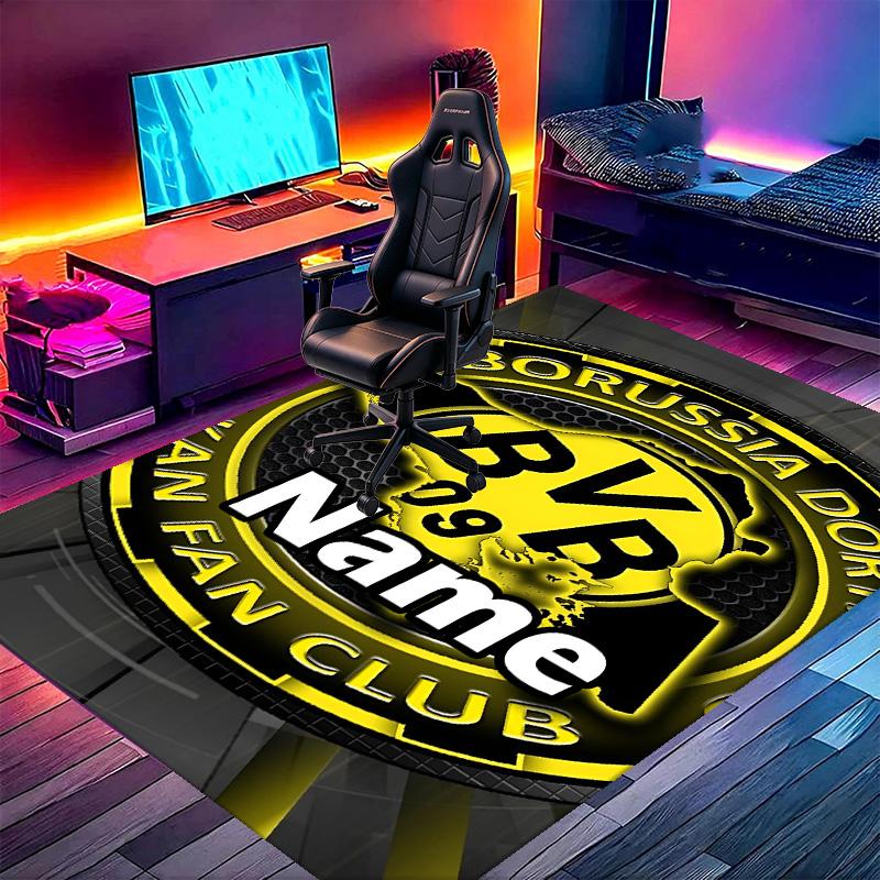 Custom Name Personalized Borussia Dortmund Print Carpet, Versatile Home Decor Rug, for Playroom, Apartment, Balcony, Entryway, Hallway Gift