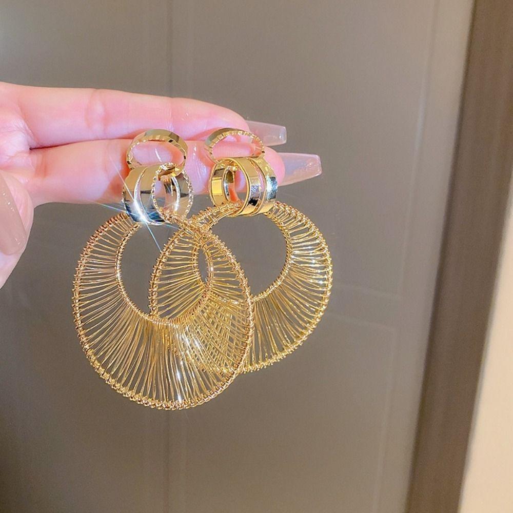 Textured Simple Metal Earrings Exquisite Exaggerated Eardrop Geometric Earring Drops  Gift
