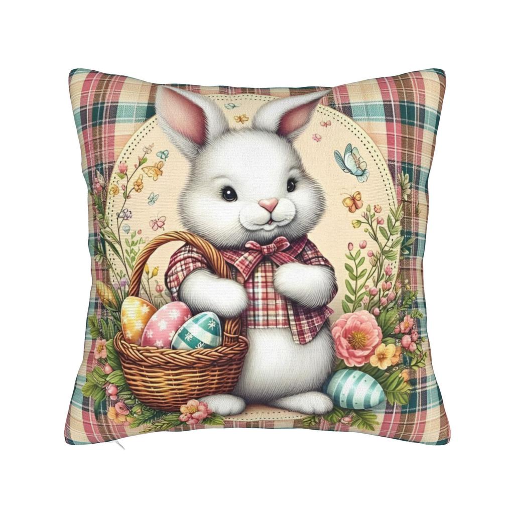 Eggs Easter Bunny Square Pillow Case Polyester Cushions for Sofa   Novelty Pillowcover Home Decor