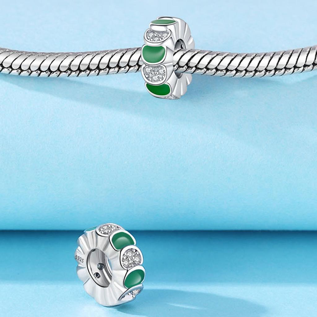 Echtkupfer Einfache Grüne Farbe Perlen Anhänger Passend für Original Armband Für Frauen Schmuck Geburtstag Feine Geschenke Accessoire