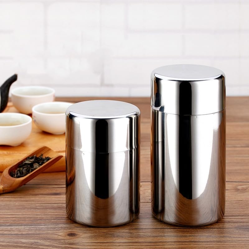 Ongwan Tea Leaf Container, Food Container, Coffee Sugar Storage Can, Airtight, Moisture-proof, Large Capacity Stainless Steel Tea Can, Coffee Powder,