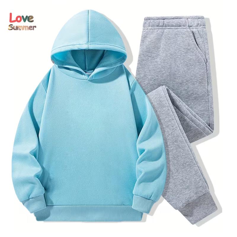 2-teiliges Kinder-Hoodie-Set Baumwolle einfarbig Regenbogen-Hoodie graue Hose 3-14 Jahre Unisex Jungen Mädchen Trainingsanzug Kleidung Hoodie Sportlich Geschenk Ideal für den täglichen Outdoor-Gebrauch