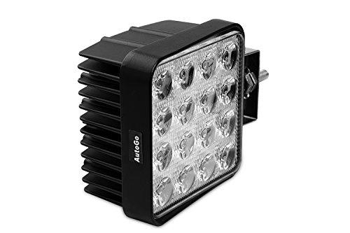 AutoGo LED Work Light, 48W, Square Type, 16-LED, 10-30VDC Compatible (Compatible with 12V/24V), New Design, Waterproof, Dustproof, Shockproof, Long Li