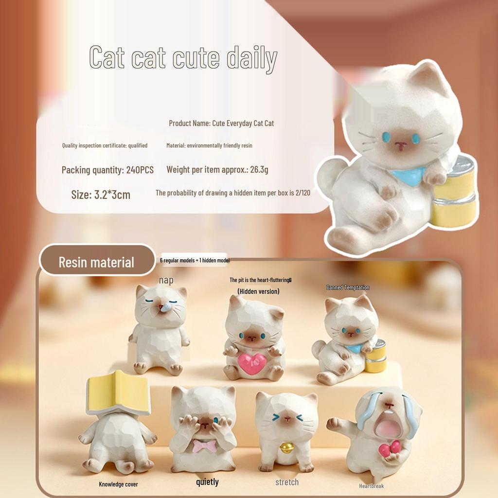 Whimsical Meow Collection Blind Box: Healing Kitten Resin Figurine Gift for Friends, Classmates, and Dorm Decor