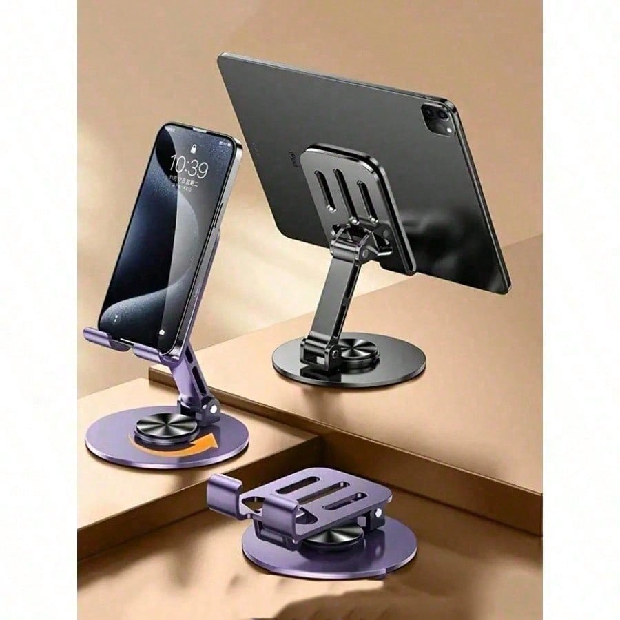 1pc 360° Rotating Universal Metal Phone & Tablet Stand - Waterproof, Shock-Absorbing, Adjustable And Compact фиолетовый