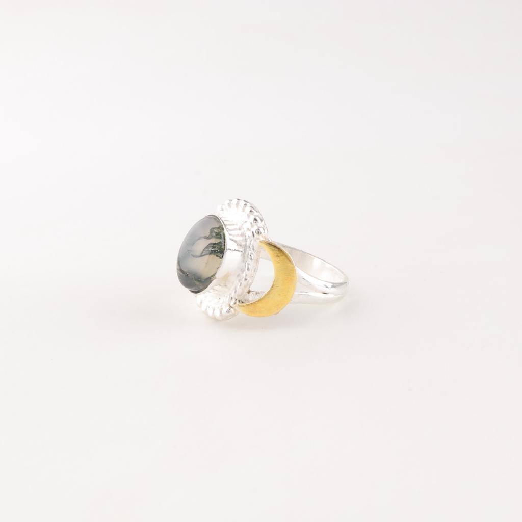 Natural Moss Agate Gemstone 925 Sterling Silver Jewelry Handmade Dainty Ring RR-61-23