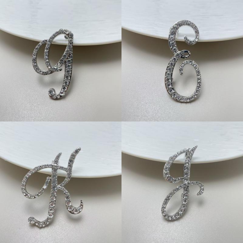 Fashion Alphabet Letter Brooch Pin Full Crystal Rhinestone Encrusted Minimalist Clothing Accessory For Women
