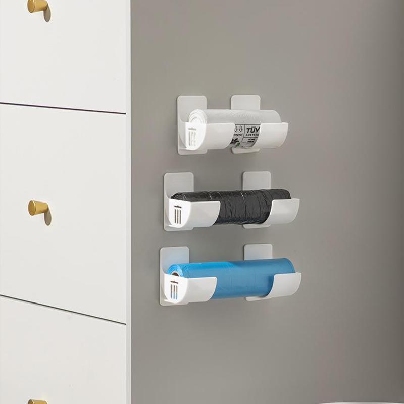 Regulowana Półka Samoprzylepna do Przechowywania w Kuchni, Plastikowa Półka Ścienna do Folii Aluminiowej, Ręczników i Torebek