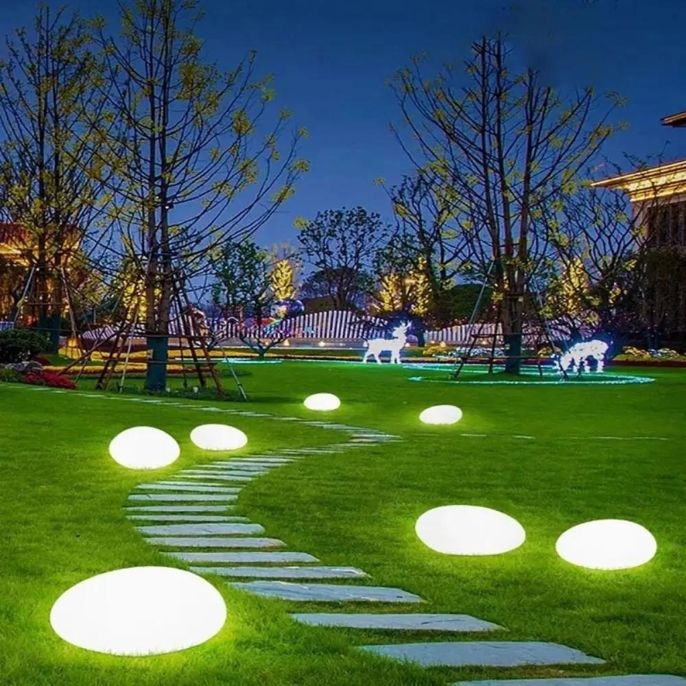 Landscaping LED Solar Stone Light Waterproof Decorative Frosted Glass Ground Lamp Solar Powered Solar Garden Lights Garden