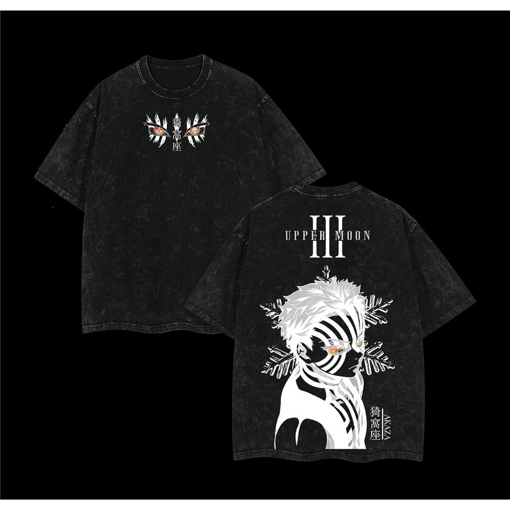 Akaza X Koyuki Demon Slayer Infinity Castle Arc Washed T-Shirt Men Women Cotton Oversized Tee Streetwear Female Male Clothing Comfortable Top Tees