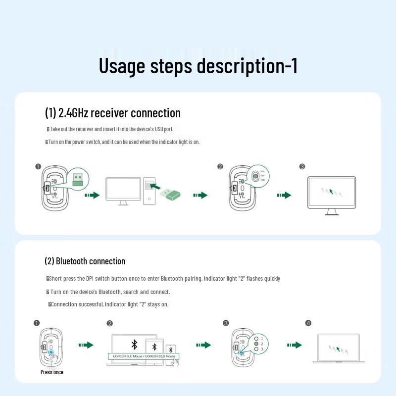 UGREEN Dual-Mode Wireless Silent Mouse