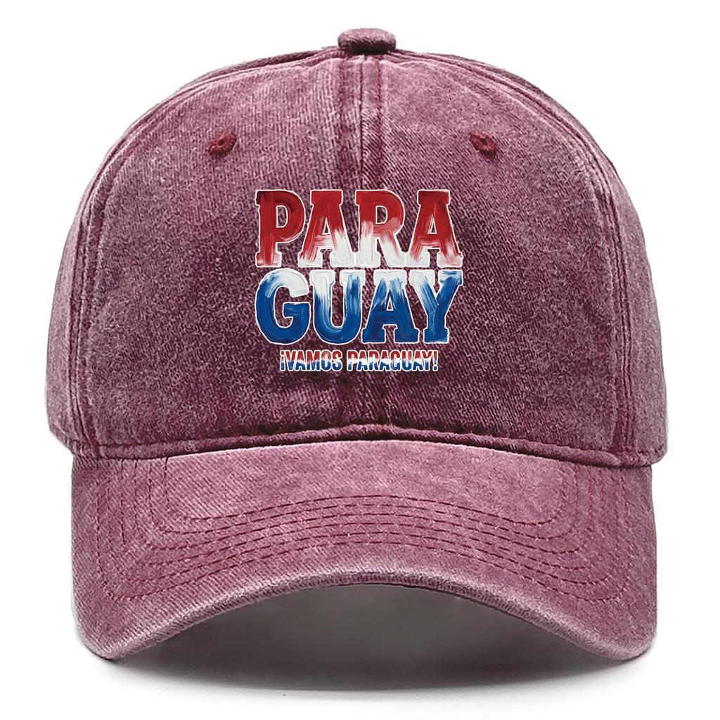 "PARAGUAY" "VAMOS PARAGUAY" Flag Printed Sun Hat , Adjustable Baseball Cap Hip Hop Unisex Trendy Vintage Sun Hat