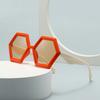 Retro Polygon Square Sunglasses Women Gradient Orange Tea Shades Uv400 Men Double Color Trending Sun Glasses
