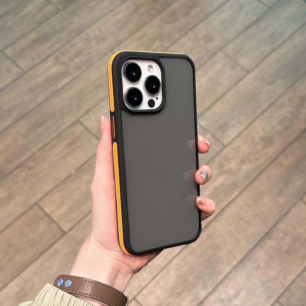 Suitable for Apple 16 Phone Cases, Simple and Contrasting Color Edges, Transparent 14, Matte Back Panel 15