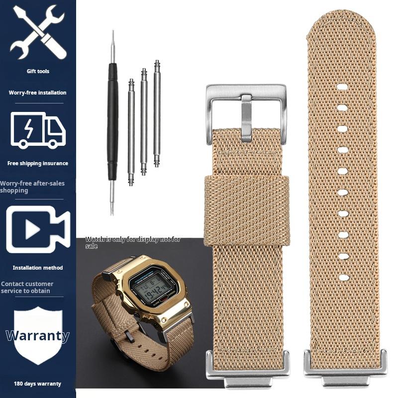 16mm Nylon Strap for Casio DW5600 GWM5610 GA110 GA2100 GA-700 Men's Outdoor Sports Watch Band Modified Metal Adapter Accessories