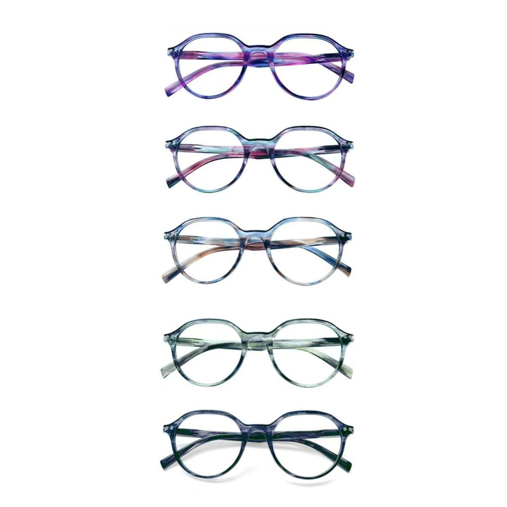Turzing Round Reading Glasses for Women Men Spring Hinge Lightweight Pattern Print Eyewear