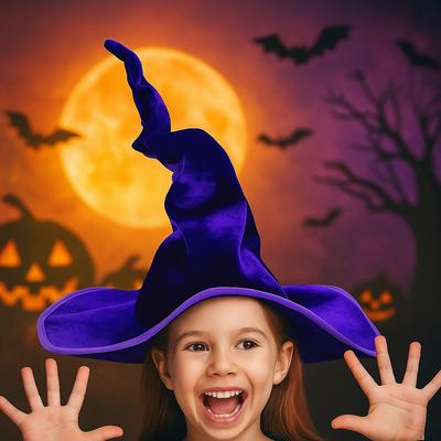 Pălărie de Vrăjitoare Barocă Regină Gotică Pânză de Catifea Șapcă de Vrăjitor Pliabilă Pălărie de Vrăjitoare de Halloween Petreceri