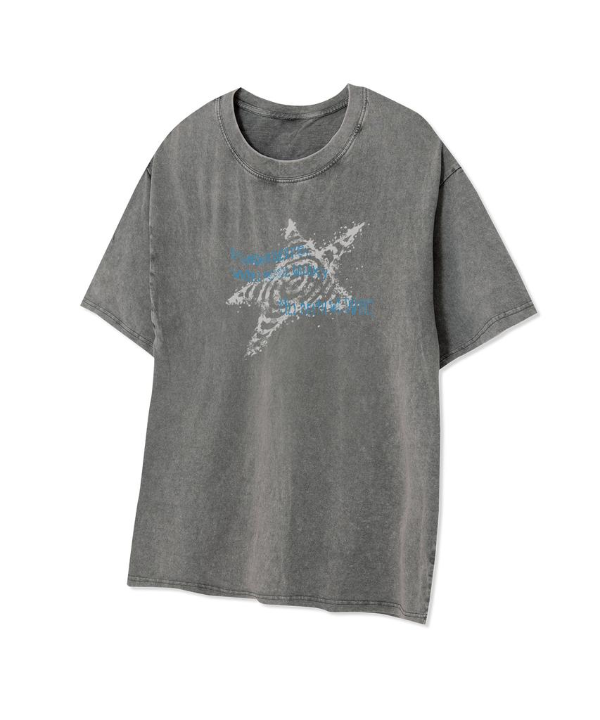STANDARDERROR 87-Stan332 Galaxy Glitch Star Crack Pigment Short Sleeve T-Shirt (4 Colors)