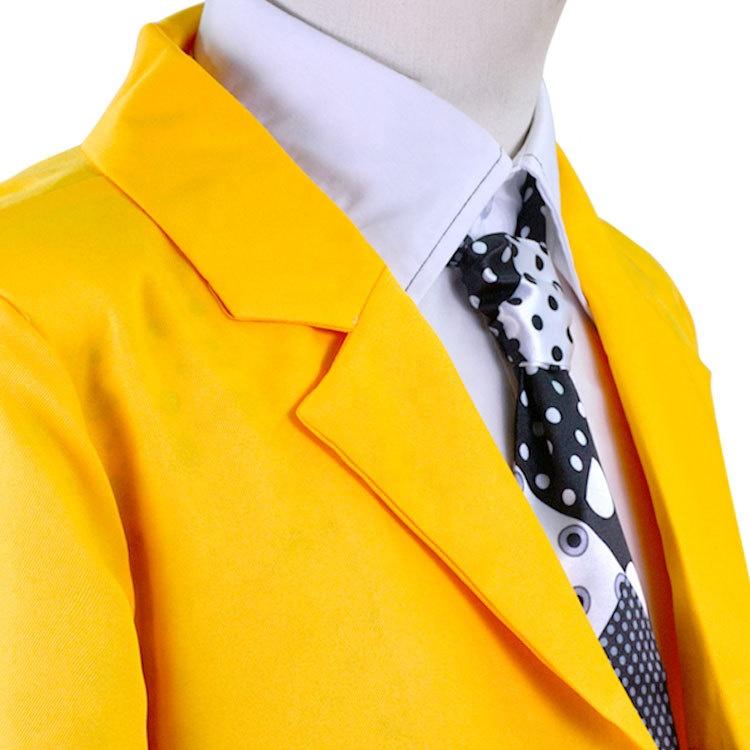 The Mask Stanley Ipkiss Cosplay Costume Jim Carrey Yellow Suit Outfit Halloween Carnival Fancy Dress with Hat Tie