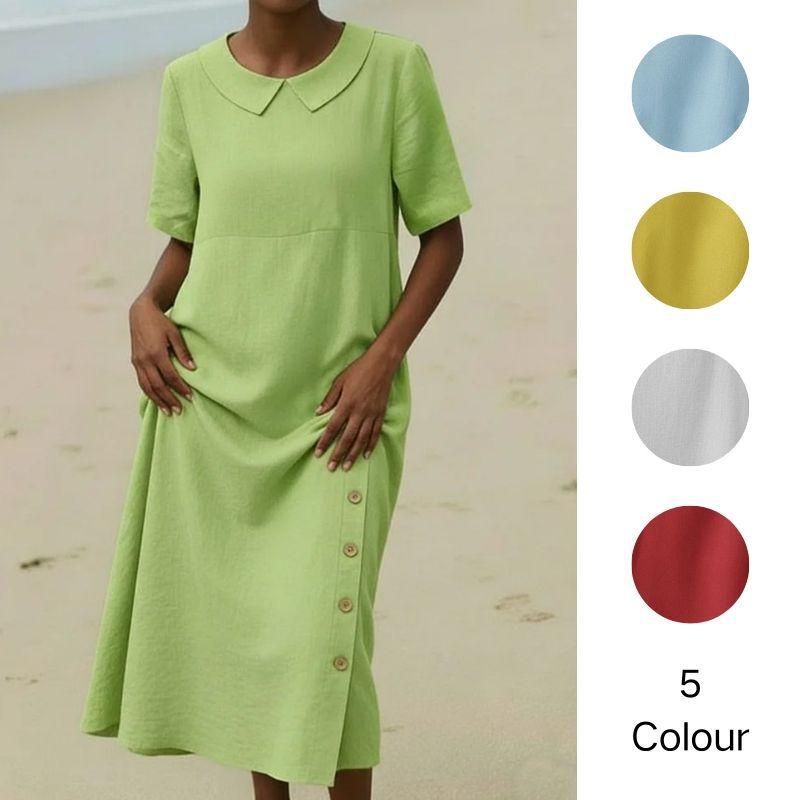 2026 Spring/Summer Elegant Lapel Short Sleeve Solid Color Women's Dress