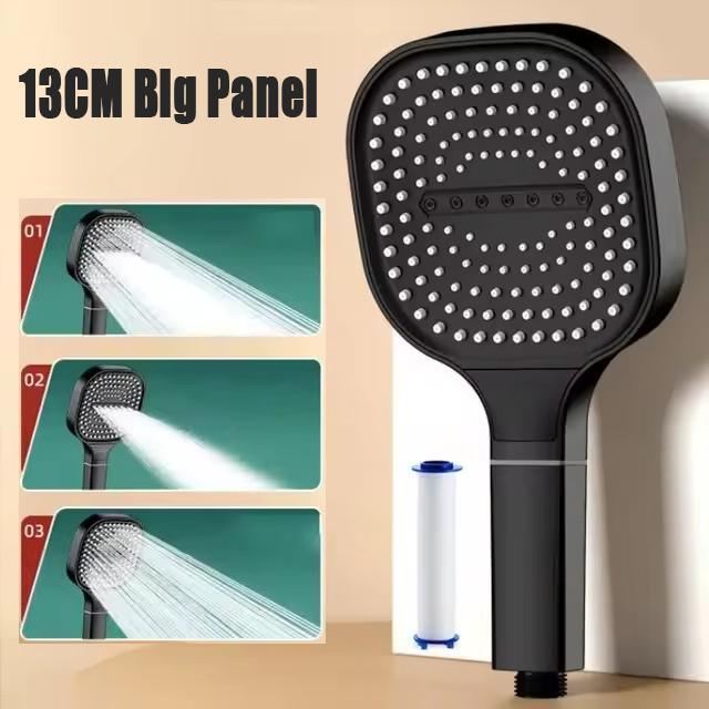 3 Modes Strong Pressurized Shower Head with Filter Large Flow High Pressure Handheld Shower Nozzle Household Shower Accessories