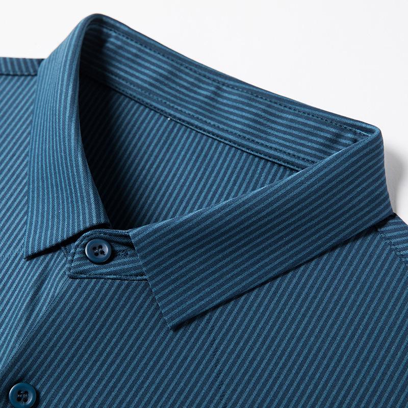 Autumn New Middle-aged Men's Long-sleeved Shirt Business Casual Dad Wear Stretch Seamless Plaid Shirt