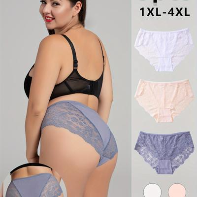 Büyük Beden Seksi Külot, Kadın Çiçekli Dantel Dikişsiz Yumuşak ve Hafif Esnek Külot