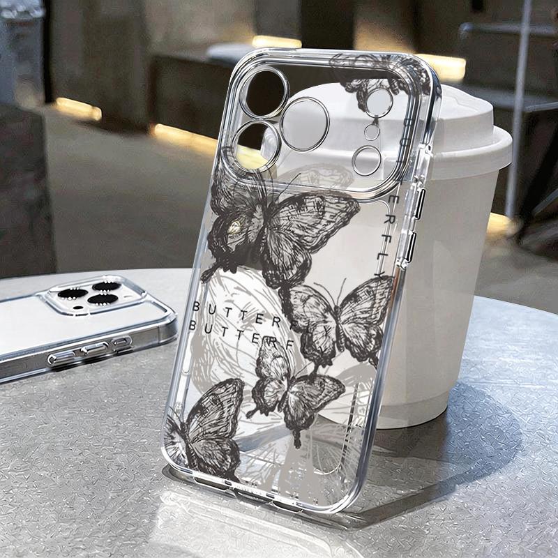 Shockproof Clear TPU Case For iPhone 17 16 Pro 15 14 13 12 Pro Max 11 Transparent Soft Silicone Butterfly Printed Phone Cover