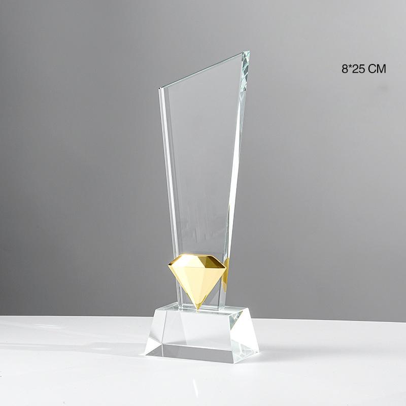 Customized Glass Award Trophy Commemorative Honor Sandblasting Carving for Office Home Decor Annual Ceremony Corporate Events