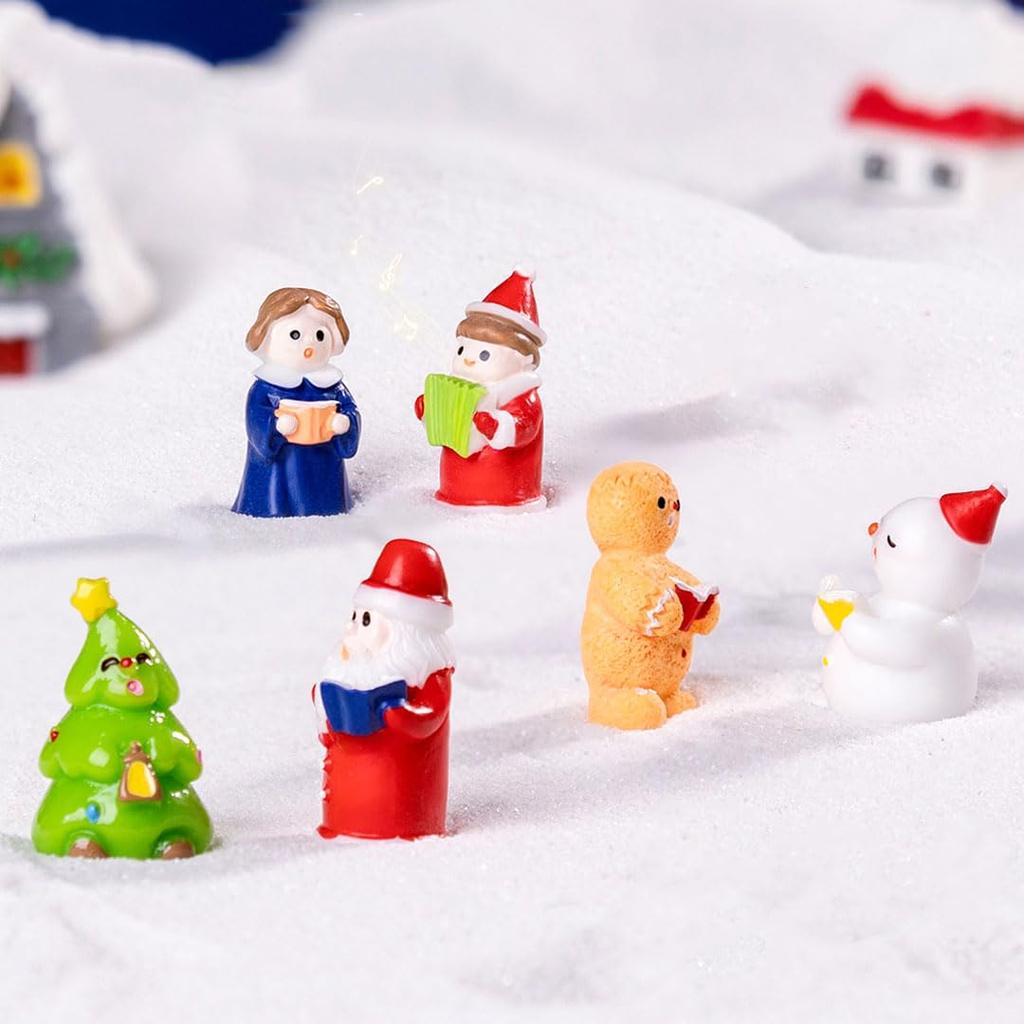 Moeagel Christmas Miniature 6 Christmas Miniature Choir Tabletop Resin Christmas Handmade Christmas Christmas Santa Garden Potted Gardening Decorative