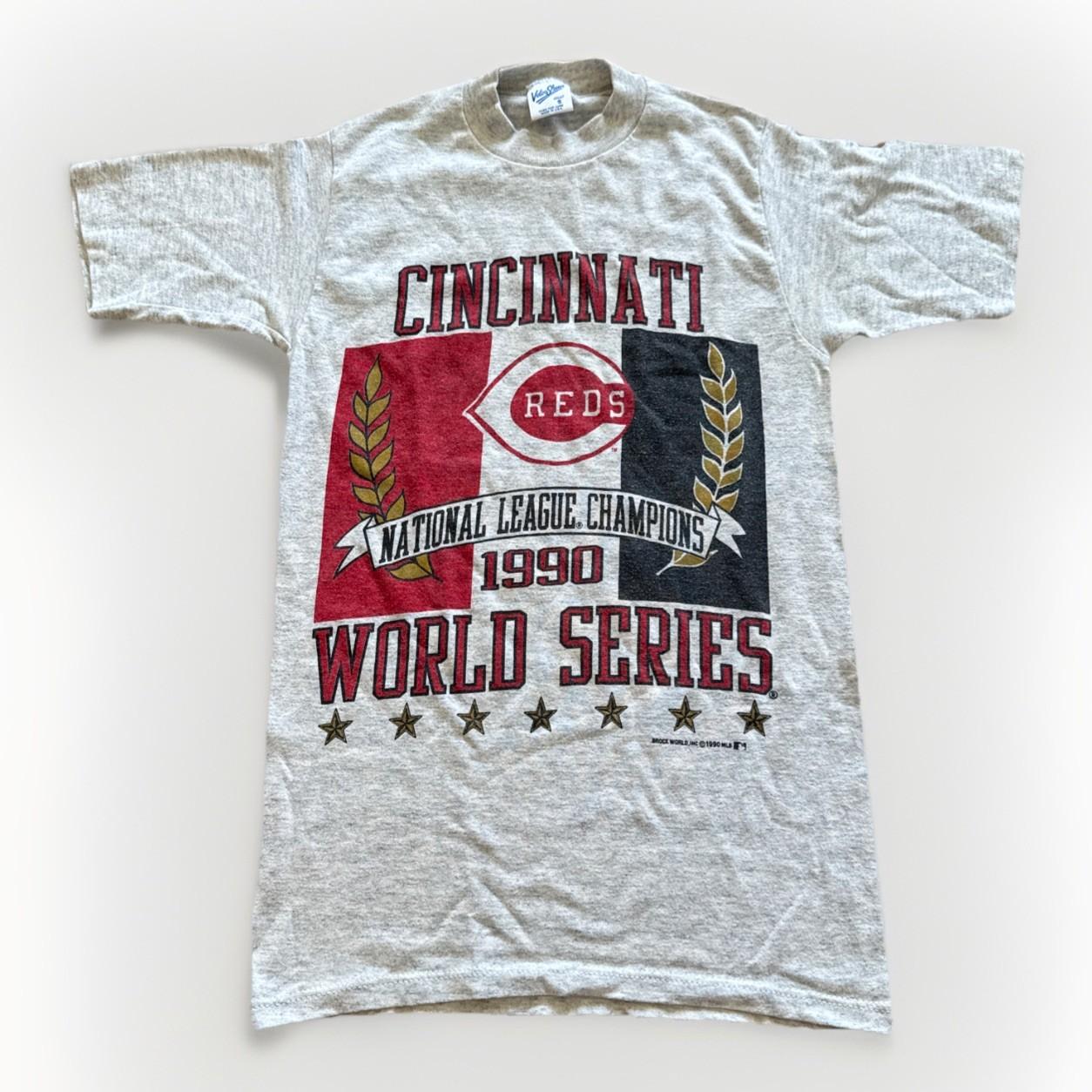Vintage Cincinnati Reds Shirt Mens S 1990 MLB World Series Velva Sheen Baseball M