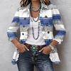 Women's Striped Print Long Sleeve Ruffle Button Front Shirt Jacket for Casual Wear