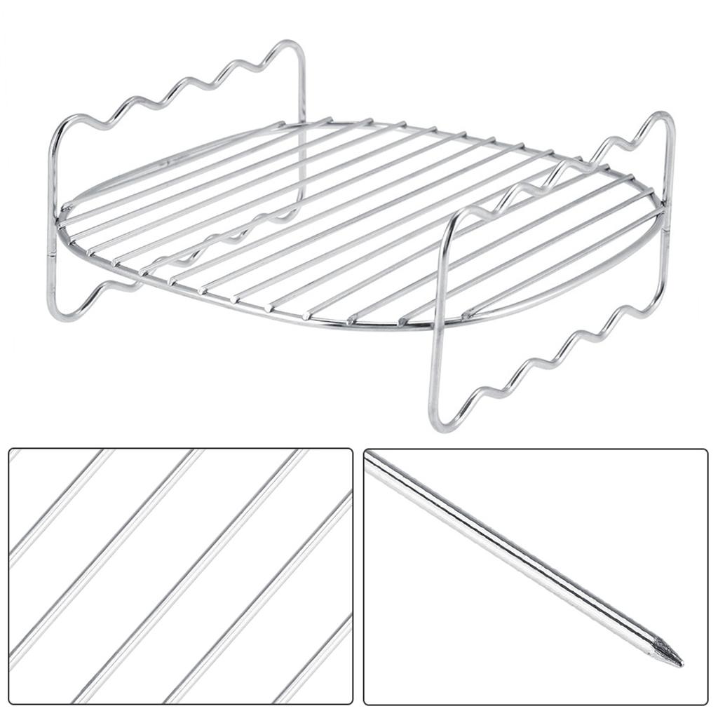 Fryer Rack Accessories, Replacement BBQ Rack Double Layer Rack Skewers Baking Tray for     Fryer Accessories