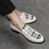 Brand New High-quality Italian Men's Loafers, Luxurious Leather, One Foot British Style Striped Soft Shoes, Moccasin Shoes