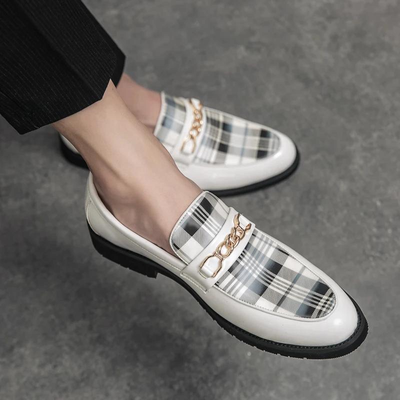Brand New High-quality Italian Men's Loafers, Luxurious Leather, One Foot British Style Striped Soft Shoes, Moccasin Shoes