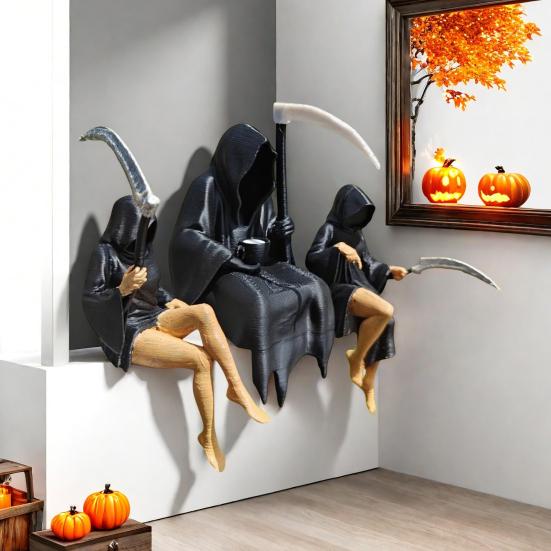 Gothic Desktop Sculpture Handmade Art Ornaments Mysterious Fantasy Figure Halloween Theme Garden Shelf Decoration
